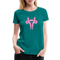 Uterus Middle Finger Women’s Premium T-Shirt - teal