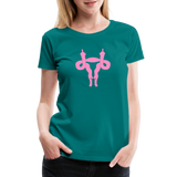 Uterus Middle Finger Women’s Premium T-Shirt - teal