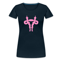 Uterus Middle Finger Women’s Premium T-Shirt - deep navy