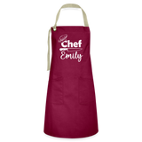 Chef Emily Artisan Apron - burgundy/khaki