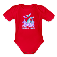 Mermaid Squad Organic Short Sleeve Baby Bodysuit - red