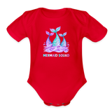 Mermaid Squad Organic Short Sleeve Baby Bodysuit - red