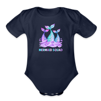 Mermaid Squad Organic Short Sleeve Baby Bodysuit - dark navy