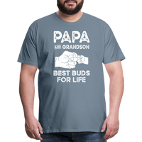 Papa and Grandson Best Buds for Life Men's Premium T-Shirt - steel blue