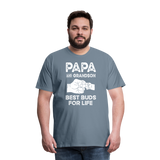 Papa and Grandson Best Buds for Life Men's Premium T-Shirt - steel blue