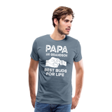 Papa and Grandson Best Buds for Life Men's Premium T-Shirt - steel blue