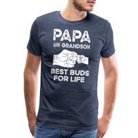 Papa and Grandson Best Buds for Life Men's Premium T-Shirt - heather blue