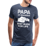 Papa and Grandson Best Buds for Life Men's Premium T-Shirt - heather blue