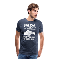 Papa and Grandson Best Buds for Life Men's Premium T-Shirt - heather blue