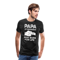 Papa and Grandson Best Buds for Life Men's Premium T-Shirt - charcoal grey