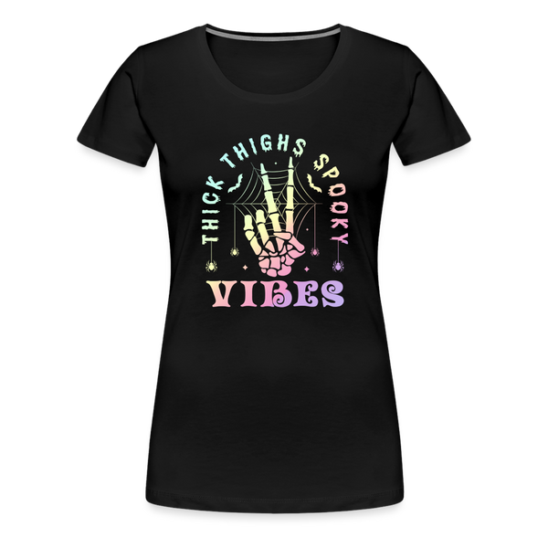 Thick Thighs Spooky Vibes Pastel Goth Women’s Premium T-Shirt - black