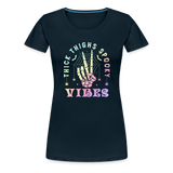 Thick Thighs Spooky Vibes Pastel Goth Women’s Premium T-Shirt - deep navy