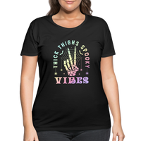 Thick Thighs Spooky Vibes Pastel Goth Women’s Curvy T-Shirt - black