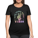 Thick Thighs Spooky Vibes Pastel Goth Women’s Curvy T-Shirt - black