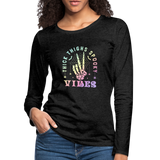 Thick Thighs Spooky Vibes Women's Premium Long Sleeve T-Shirt - charcoal grey