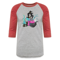 Mermaid Witch Baseball T-Shirt - heather gray/red