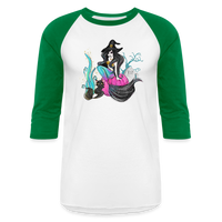Mermaid Witch Baseball T-Shirt - white/kelly green