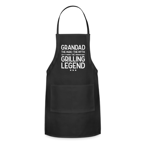 Grandad the Man the Myth the Grilling Legend Adjustable Apron - black