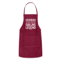 Grandad the Man the Myth the Grilling Legend Adjustable Apron - burgundy
