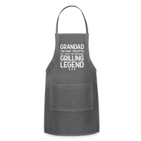 Grandad the Man the Myth the Grilling Legend Adjustable Apron - charcoal