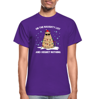 On the Naughty List and I Regret Nothing Cat Christmas Gildan Ultra Cotton Adult T-Shirt - purple