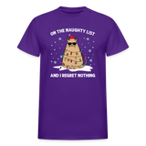 On the Naughty List and I Regret Nothing Cat Christmas Gildan Ultra Cotton Adult T-Shirt - purple