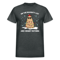 On the Naughty List and I Regret Nothing Cat Christmas Gildan Ultra Cotton Adult T-Shirt - deep heather