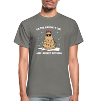 On the Naughty List and I Regret Nothing Cat Christmas Gildan Ultra Cotton Adult T-Shirt - charcoal