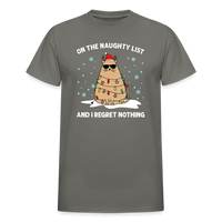 On the Naughty List and I Regret Nothing Cat Christmas Gildan Ultra Cotton Adult T-Shirt - charcoal