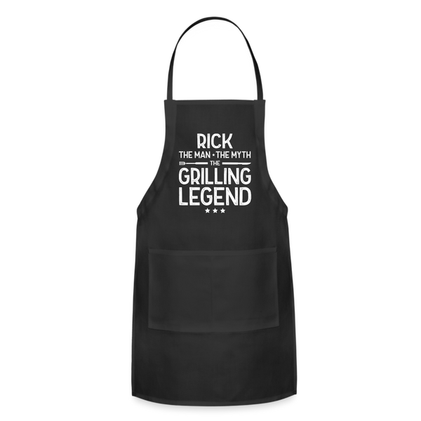 Rick the Man the Myth the Grilling Legend Adjustable Apron - black