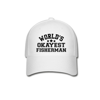 World's Okayest Fisherman Baseball Cap - white