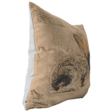 Vintage Rustic Renaissance Sketch Style Throw Pillow or Zip Cover with Insert | Earth Tone Easter Living Room Decor