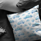 Blue and White Trucks Cars Hearts Stars & Clouds Pillow Cover for Baby Nursery Kids Teen Boy Bedroom